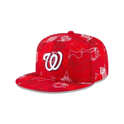 Red Washington Nationals Hat - New Era MLB Caps Chaos 59FIFTY Fitted Caps USA2579864